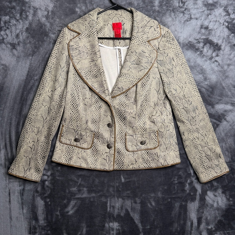 Vintage Y2k V Crisitina Snake Skin Print Double Pocket Blazer Size Large
